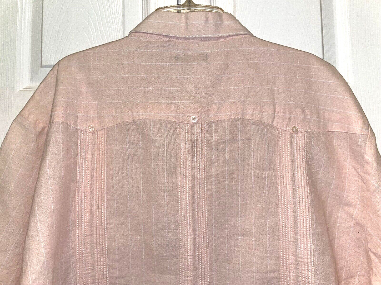 Fariani Italy Men’s Peach Linen 4 Pocket Pleated Guayabera Shirt Size 3XL Lk Nw