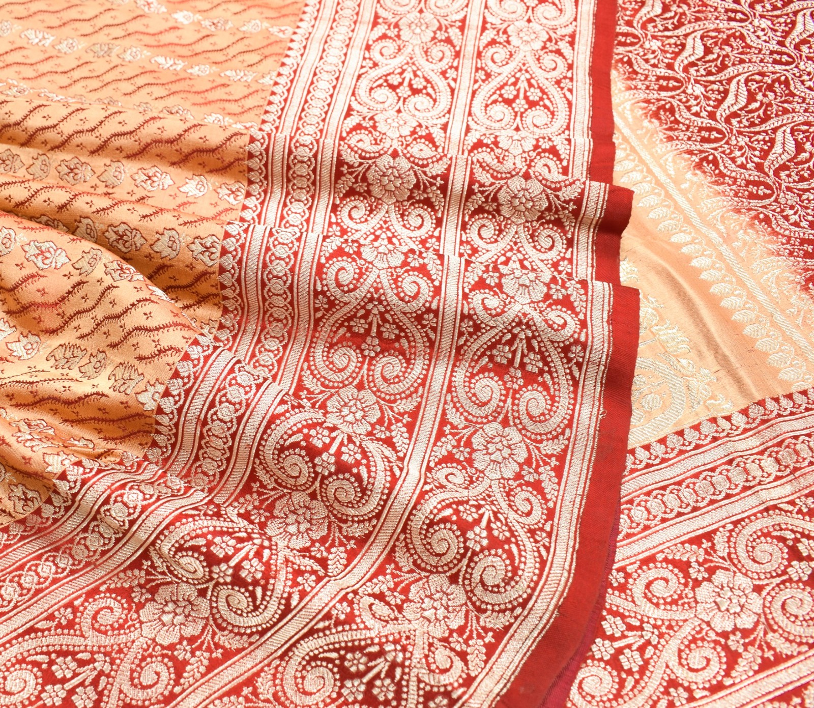 Sushila Vintage Heavy Saree Pure Satin Silk Banarasi Brocade Woven Sari Fabric