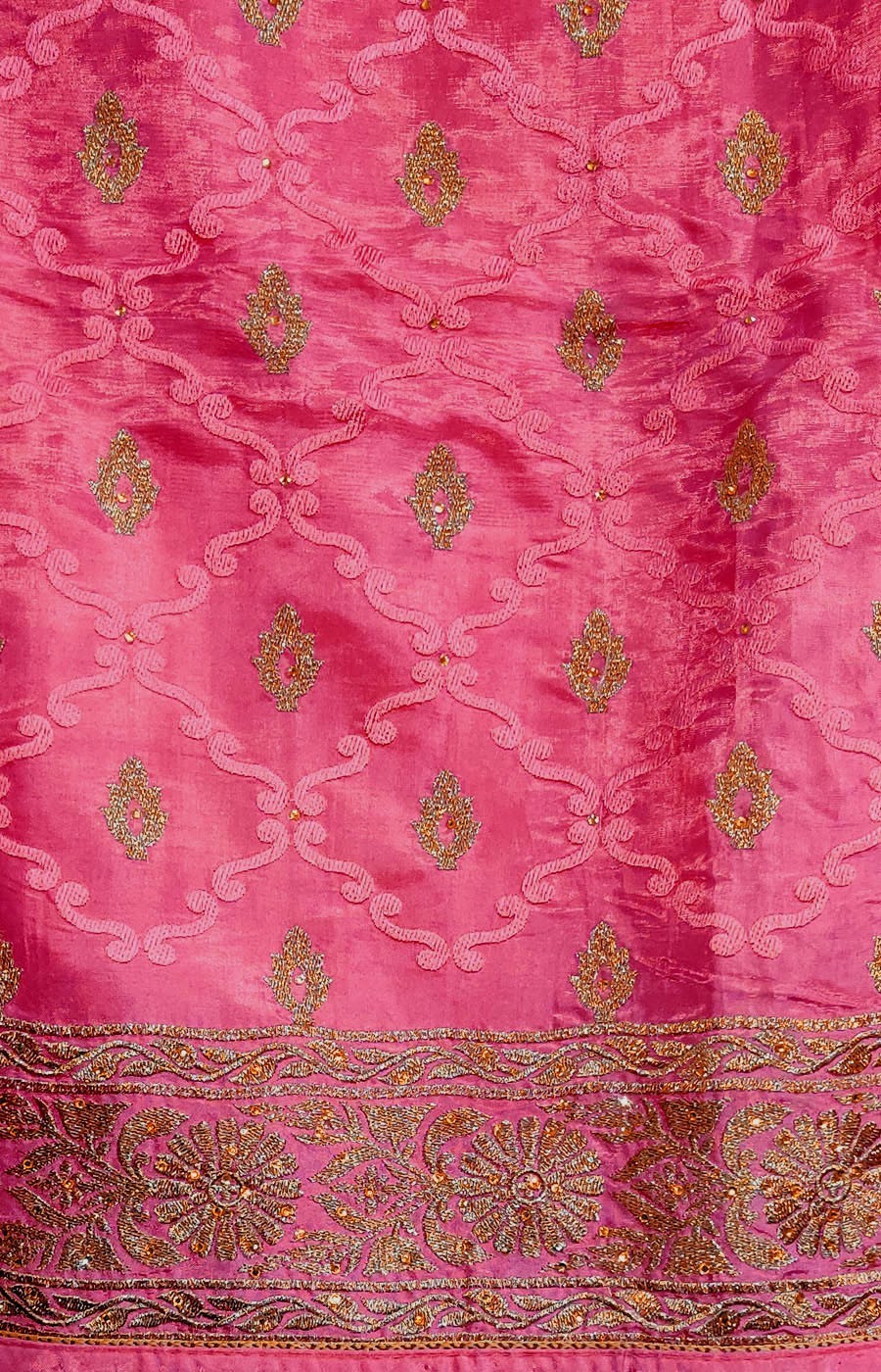 HOT PINK UPADA SILK w RESHAM EMBR INDIAN LADIES PATIALA SALWAR KAMEEZ SUIT SNJ