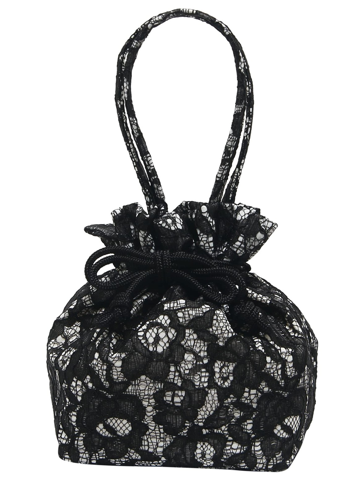 Lace Kinchaku Bag with Handle Japanese Kimono Yukata Lace Floral Handbag Japan