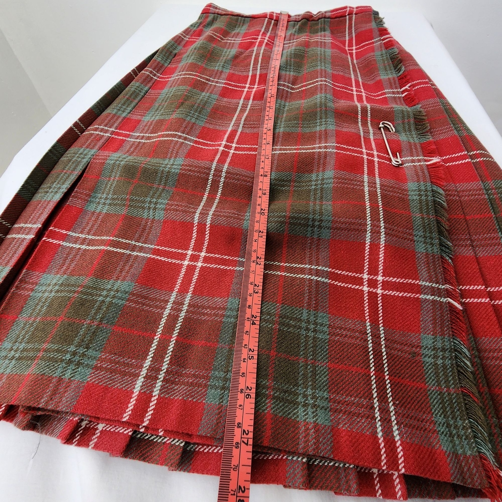VTG Jedburgh Kiltmakers Wool Blend Scottish Tartan Plaid Skirt Leather Buckle