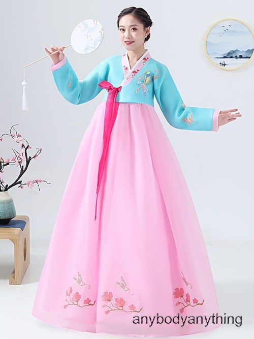 Korean Costume Traditional Embroidered Court Hanbok Costume Stage Dance Cosplay
