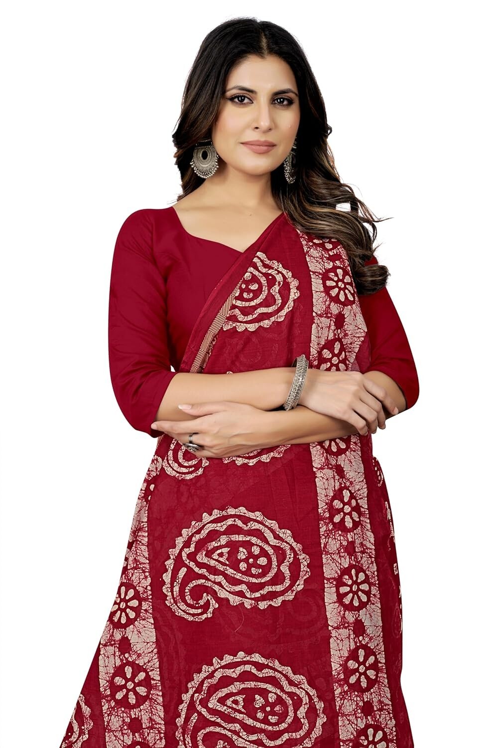 Women’s Plain Weave Pure Cotton Saree Without Blouse Piece