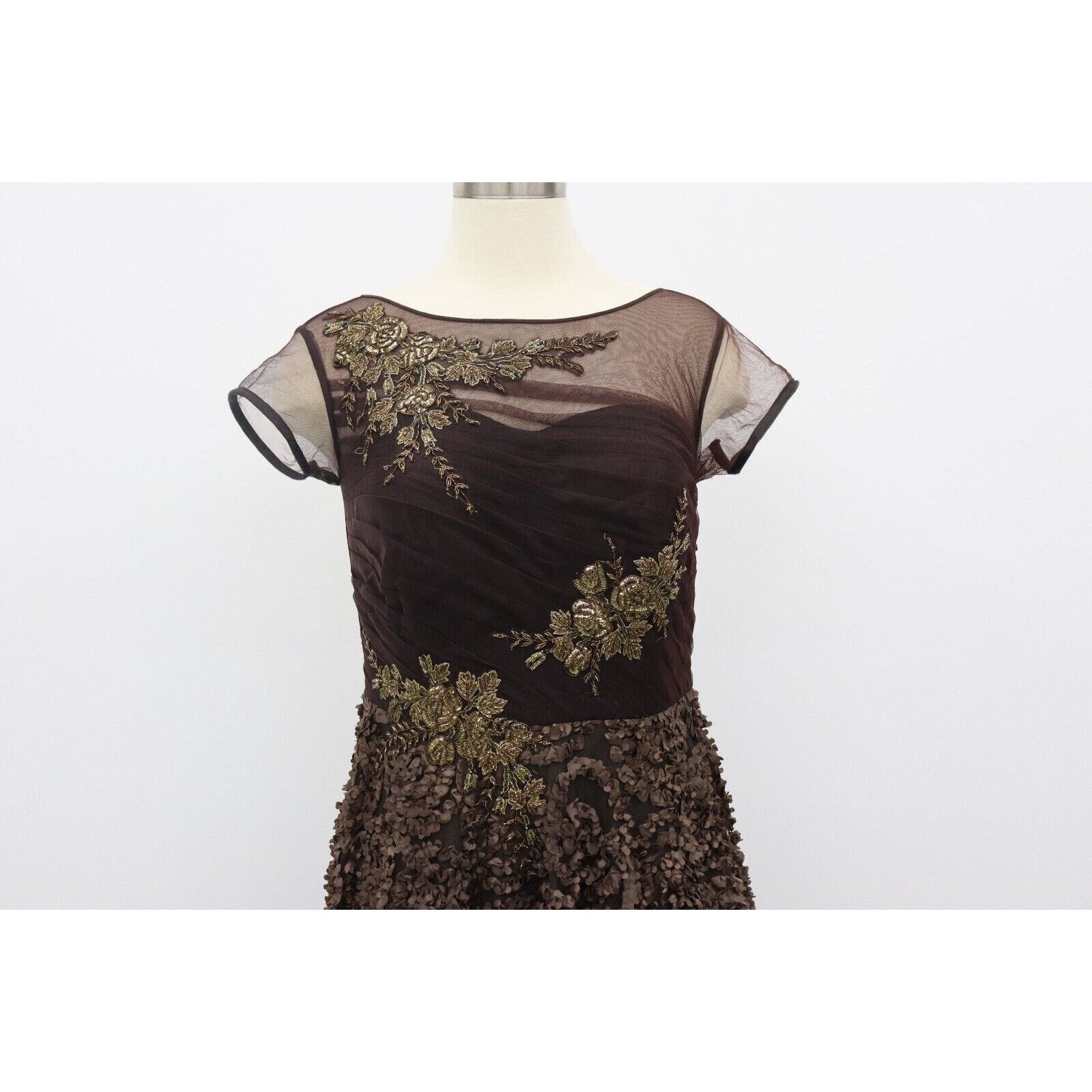 Karishma Indian Gown Size Medium Brown with Gold Floral Beading