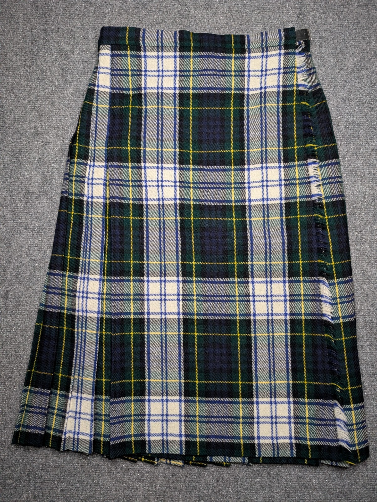 Pure New Wool Kilt Skirt Women’s 10 GreenTartan Scotland Knitwear Plaid VTG