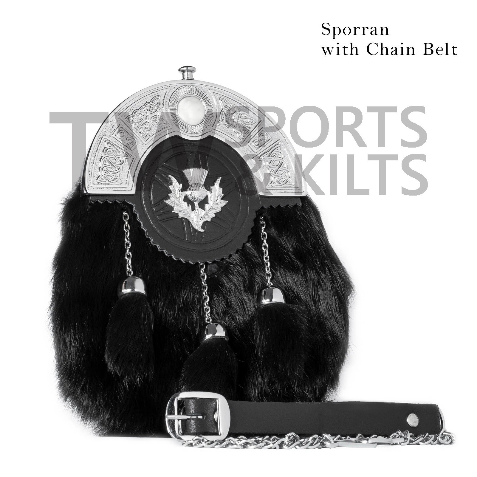 Scottish Men’s Outfit Grey Watch Tartan Kilt Set – 09 Pieces Kilt Accessories
