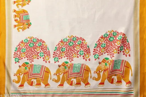 WOMEN’S KALAMKARI PRINTED KHADI SILK SAREE WITH RUNNING BLOUSE