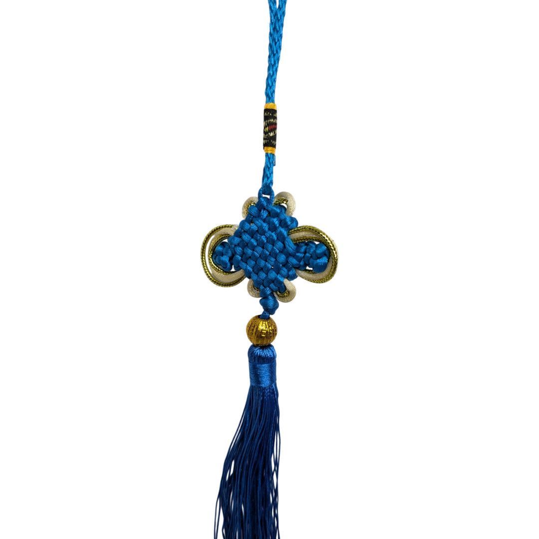 Korean Norigae Tassel – Double-Sided Butterfly Charm – Blue 28cm