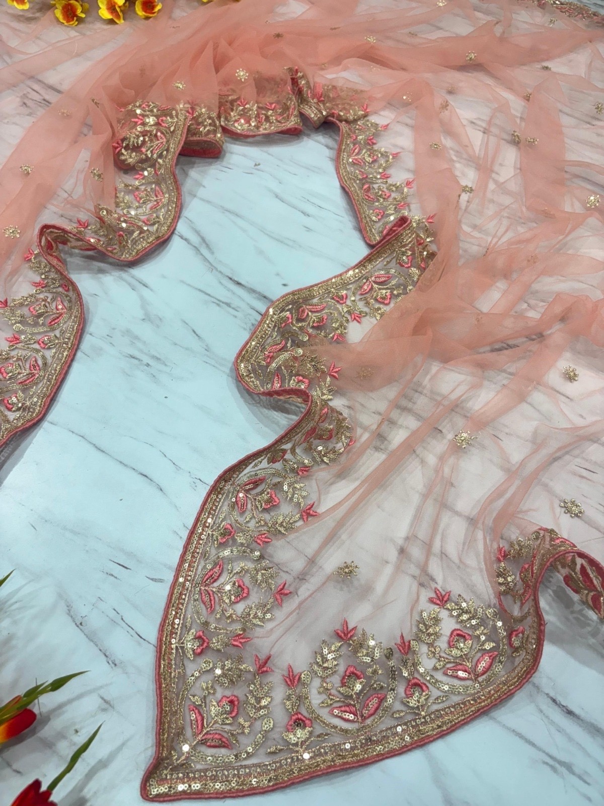 Designer sequin net embroidered saree with ready to wear blouse set for women