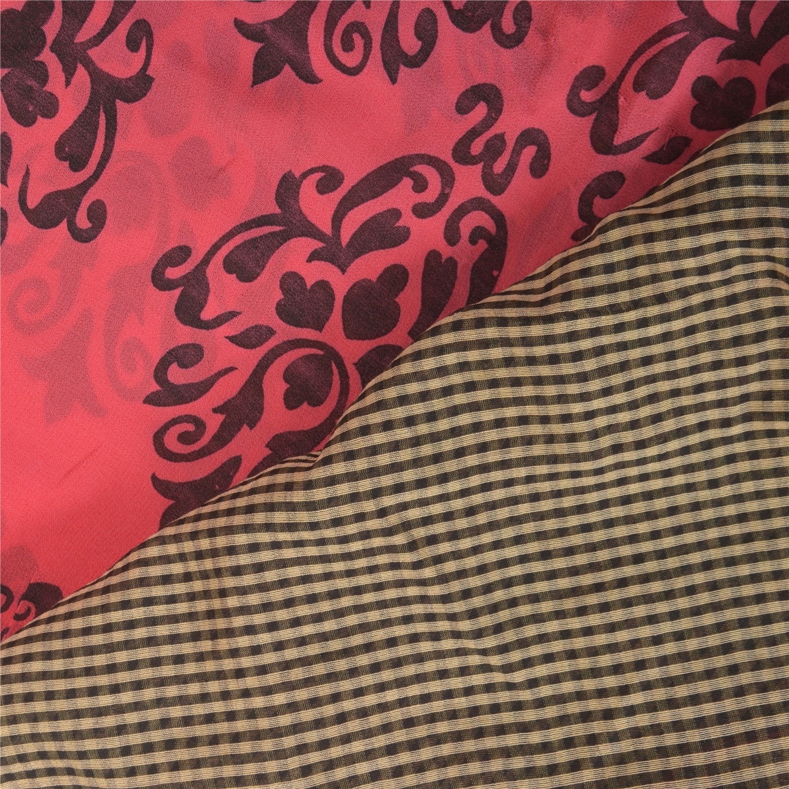 Sanskriti Vintage Pink &Cream Sarees Pure Georgette Embroidery Woven Sari Fabric