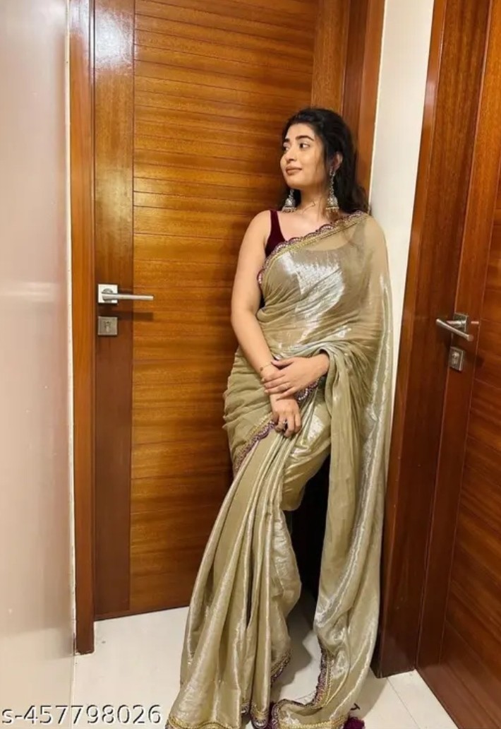 Bollywood DesignerIndian Shiny georgette Febric Embroidery Saree Unstitch Blouse
