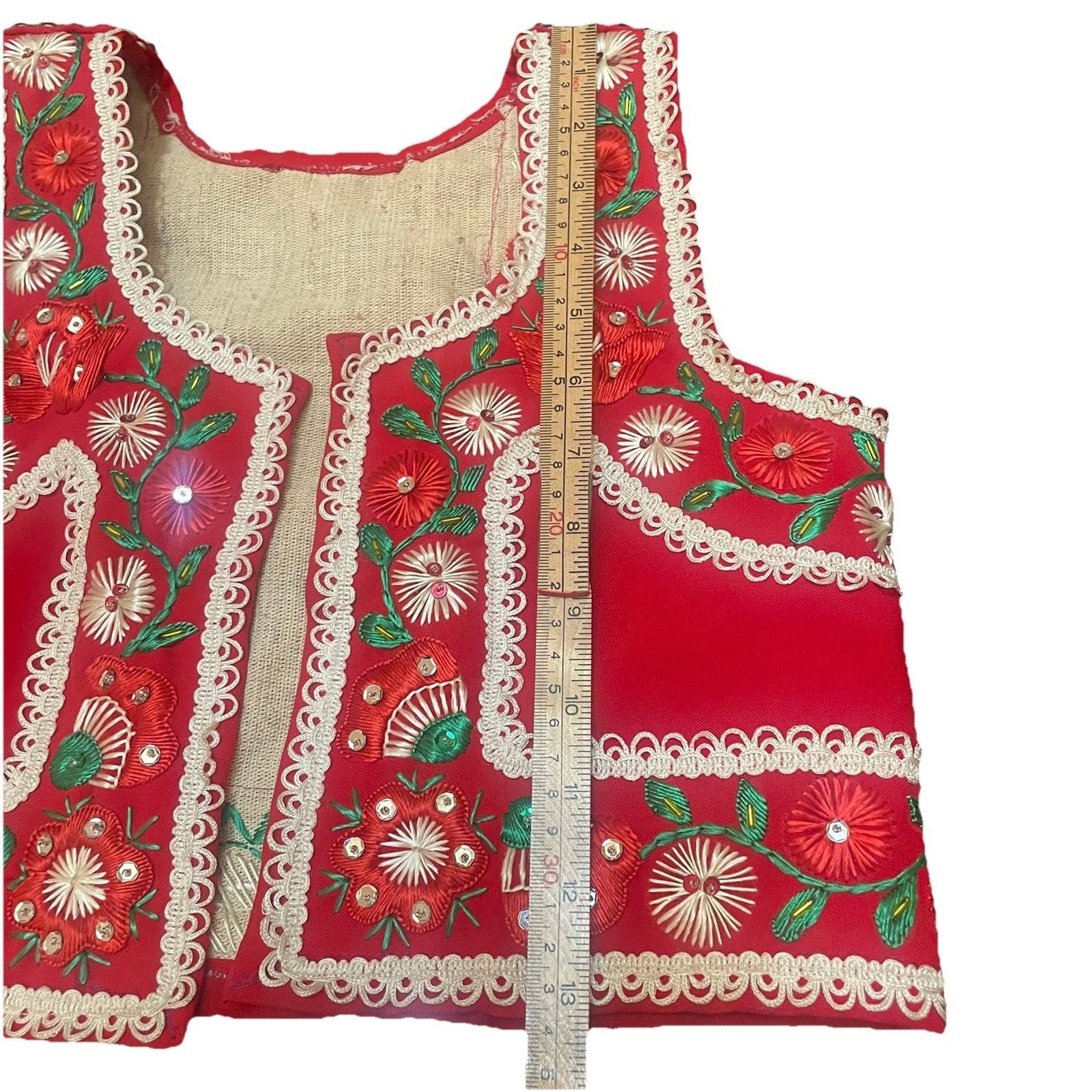 Vintage Hungarian Kalotaszeg Embroidered Vest Apron Authentic Handmade Folk Art