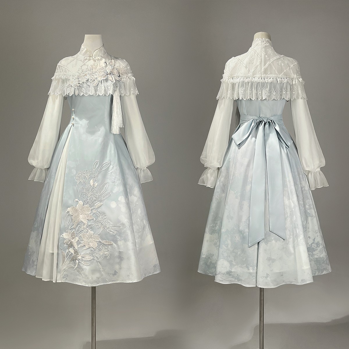“Lily Dew” Modern Hanfu Ensemble – Elegant New Chinese Style Dress for Autumn