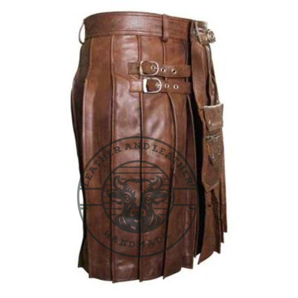 Handmade Premium Leather Kilt | Stylish & Durable | Men’s Fashion Utility Wear