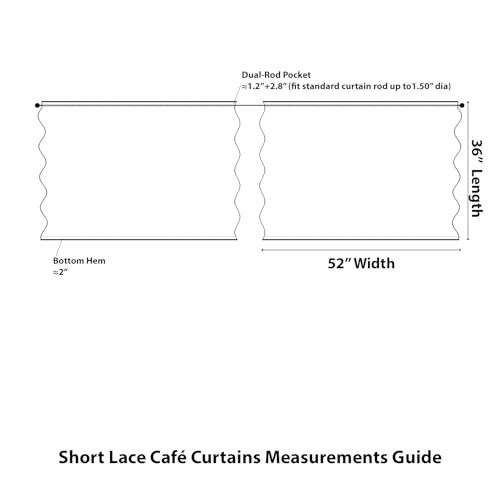 Short Lace Curtains 36 Inch Length 2 Panels Set, 52″W x 36″L (Pack of 2) Beige
