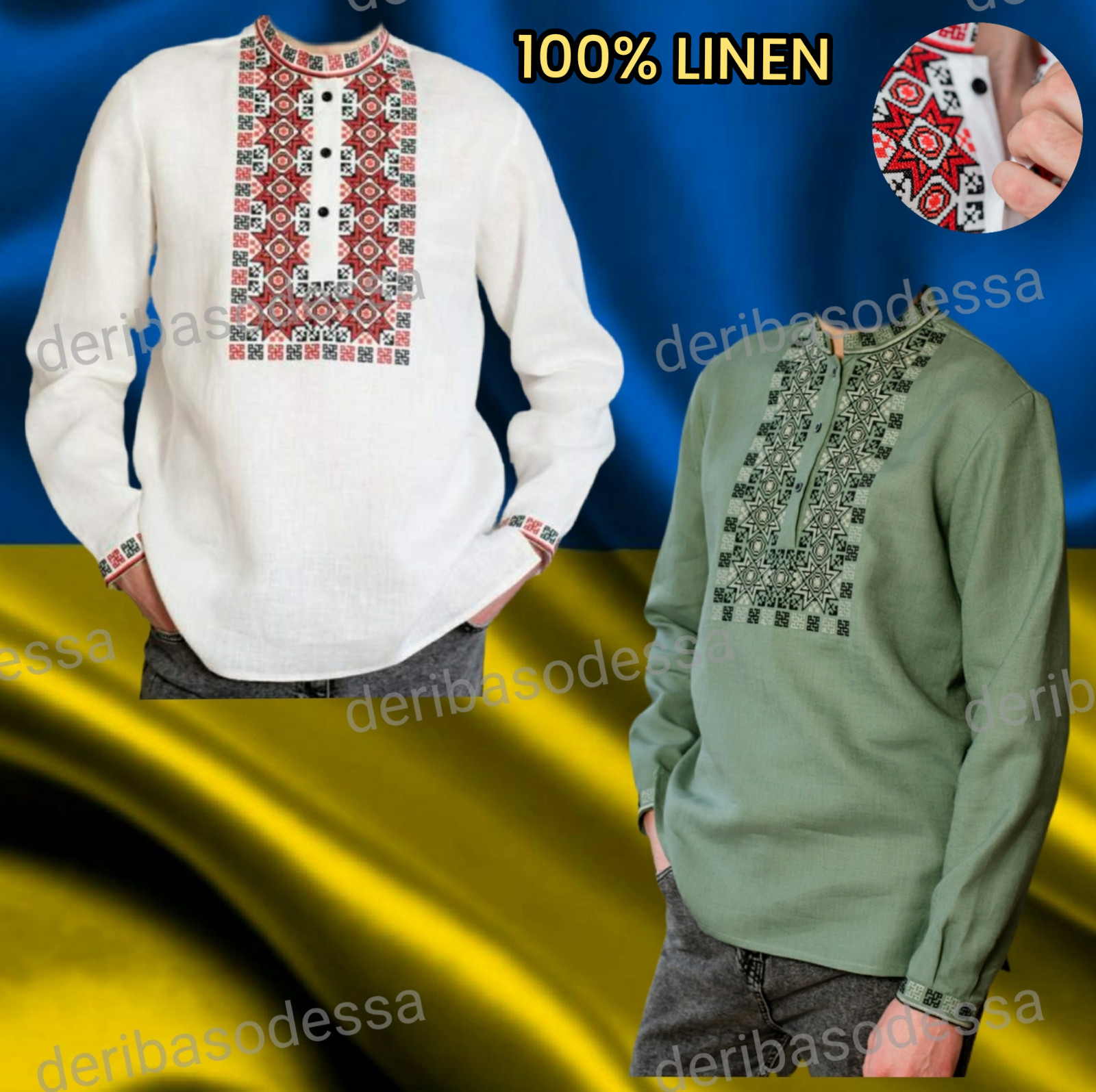 Traditional Ukrainian embroidered blouse,shirtVyshyvanka S,M,L,XL-4XL Linen 100%
