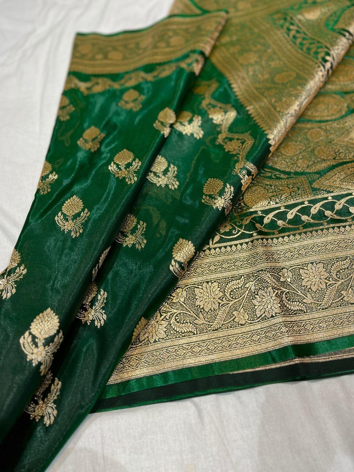 Banarasi Katan Silk Buta Saree | Premium Gold Zari Weaving | Running Blouse