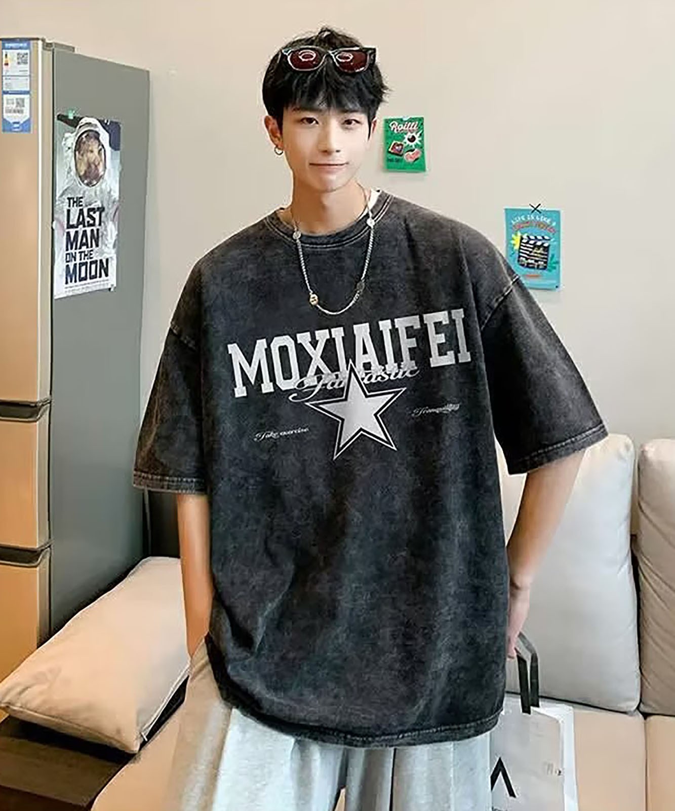 DEVICE select Oversized College Logo Pigment-Dyed Short Sleeve T-Shirt (Unisex)