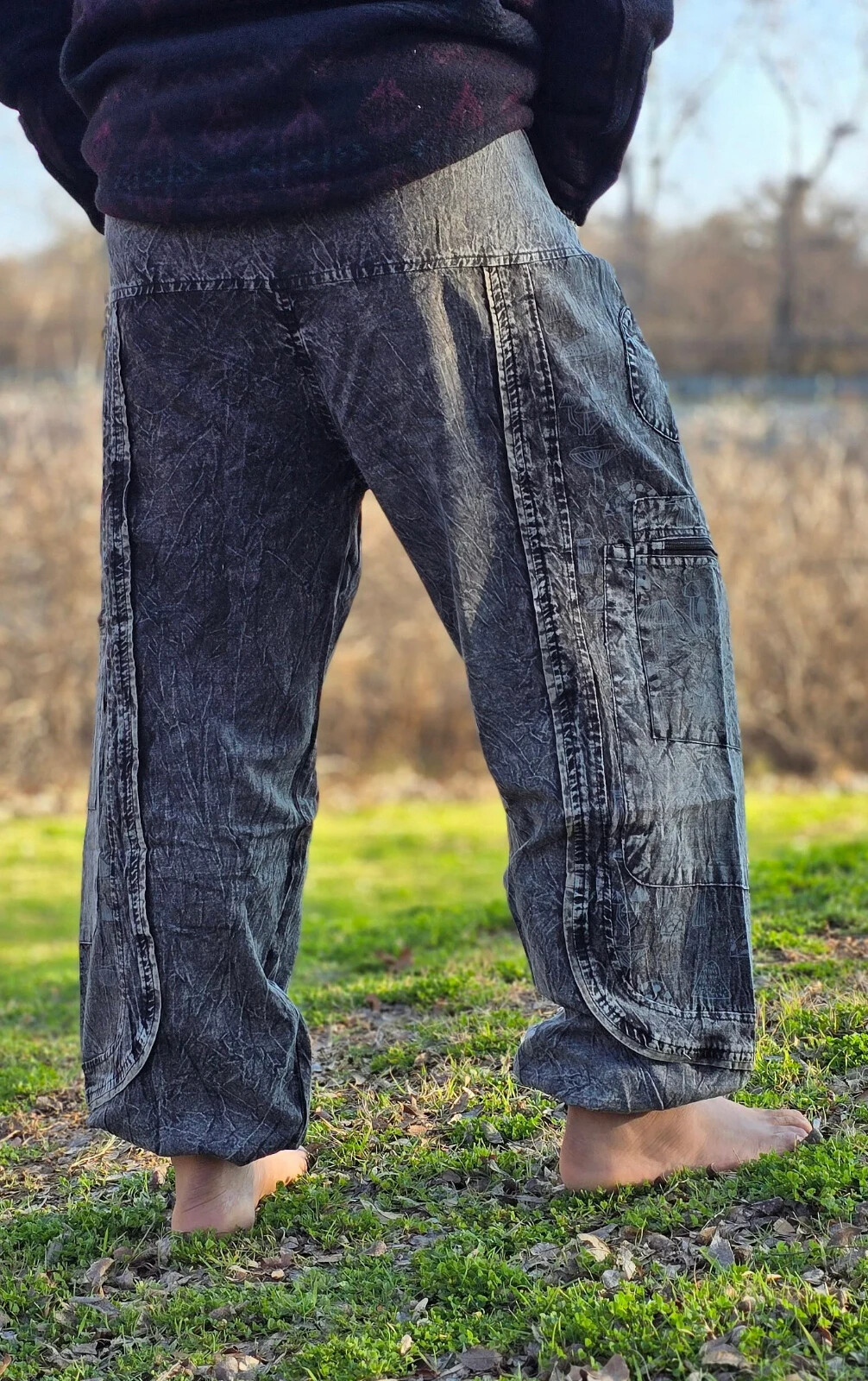 Organically Handmade Natural Stonewashed Hippie Colorful Hemp Yoga Pant trouser