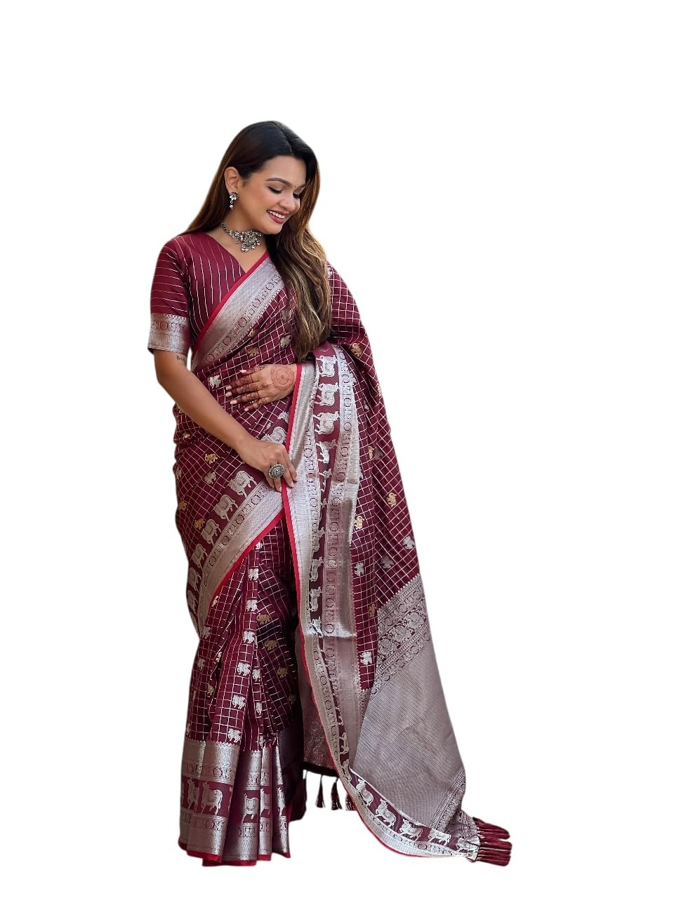 Women’s Beautiful Soft Silk Zari Weaving Saree With Blouse