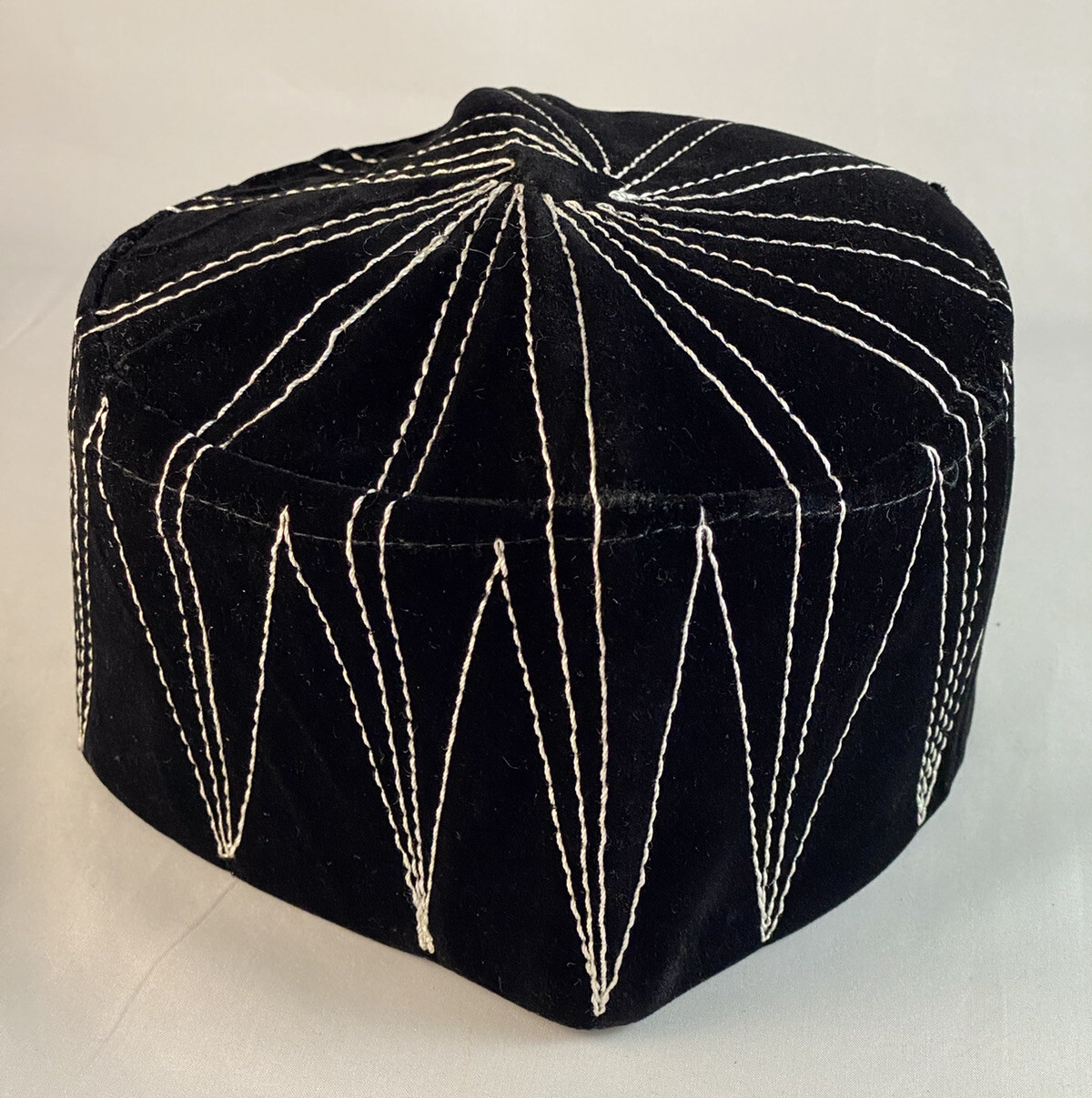 Authentic African Contemporary Native Made Felt Embroidery Fila/ Kufi Hat ~ 22”