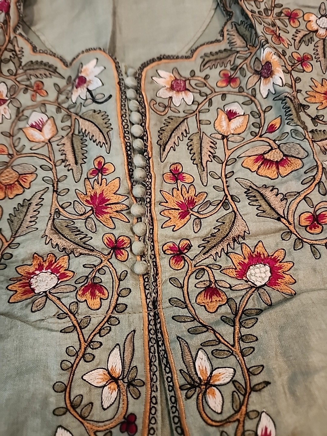 Indian Cotton Saree For Women No Tags, M/L?, Embroidered, Green, Lg Sl.