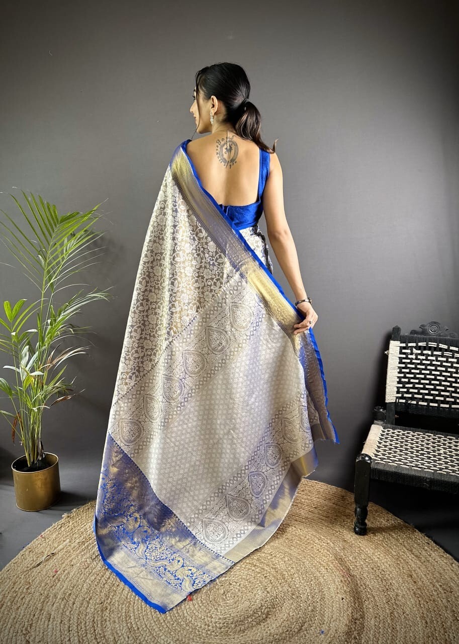 Tissue Silk Fabric Saree Blouse Dress Wedding Night Party Wear Casual Trending