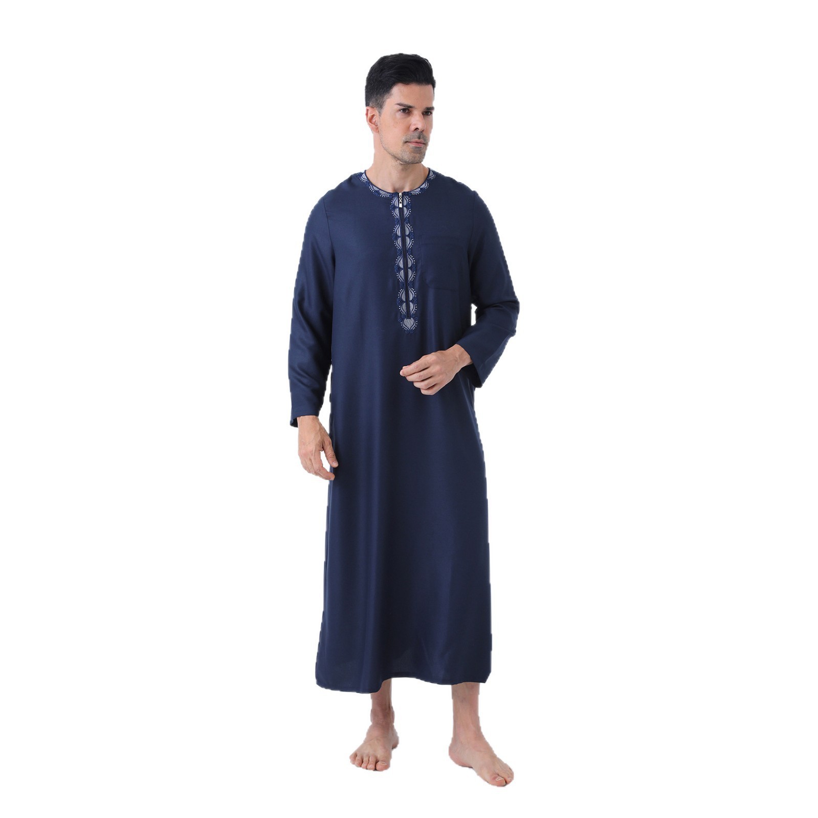 Saudi Muslim Men Dishdasha Jubba Thoub Thobe Abaya Kaftan Dubai Causal Long Robe