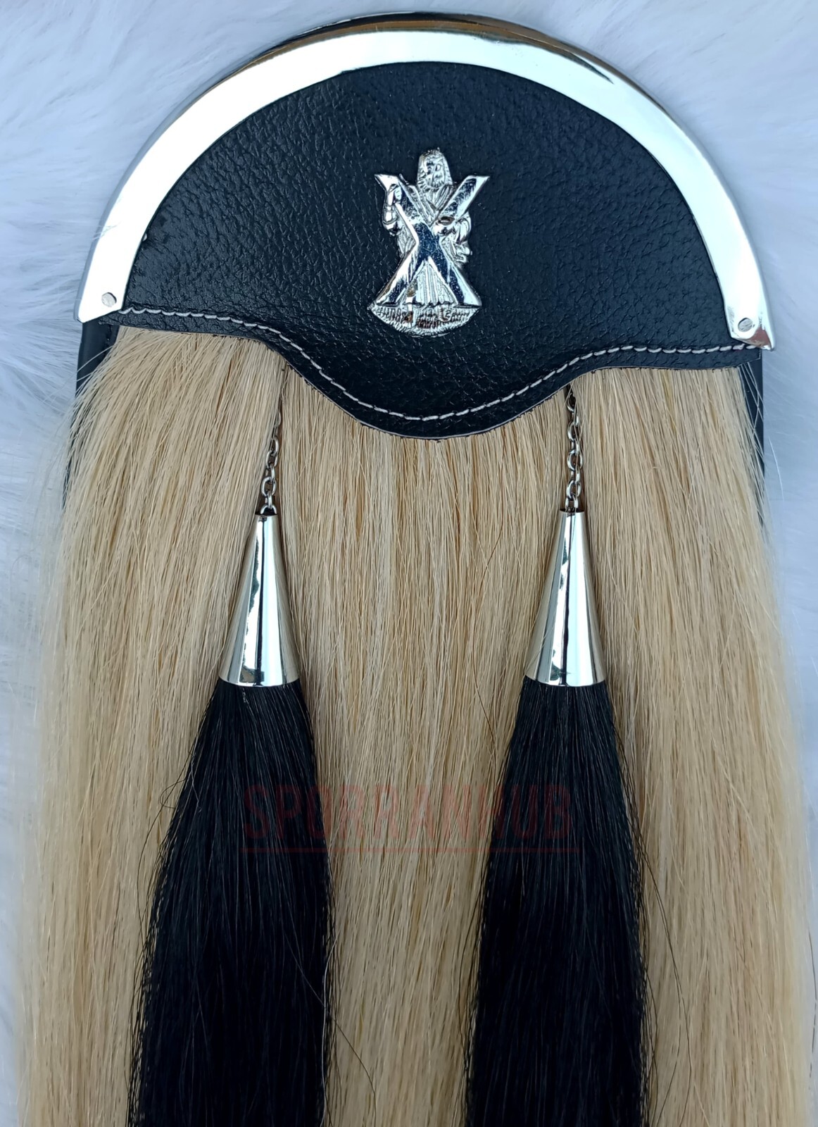 Original White Long Horse Hair Scottish Traditional Kilt Sporran High Quality