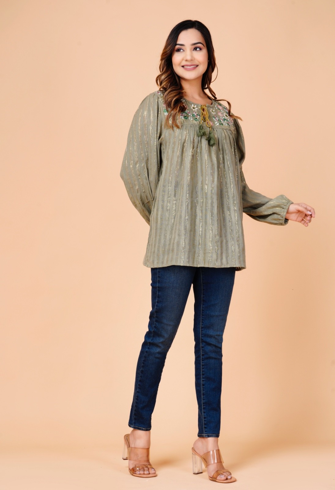 Women’s Embroidered Tunic Top Kurti | Casual Ethnic Party Wear Blouse