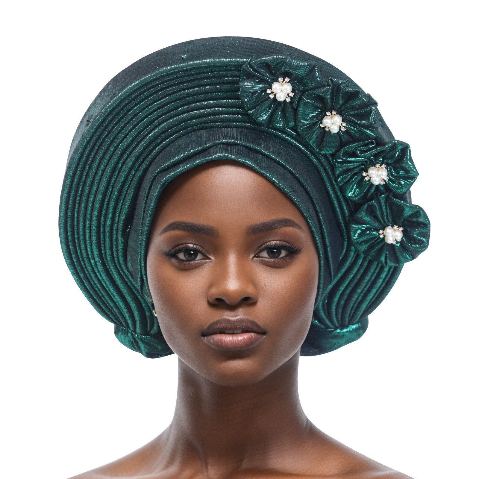 Auto Gele Headtie Head Wrap Caps Women Hats Multilayer Pleated African Headwear