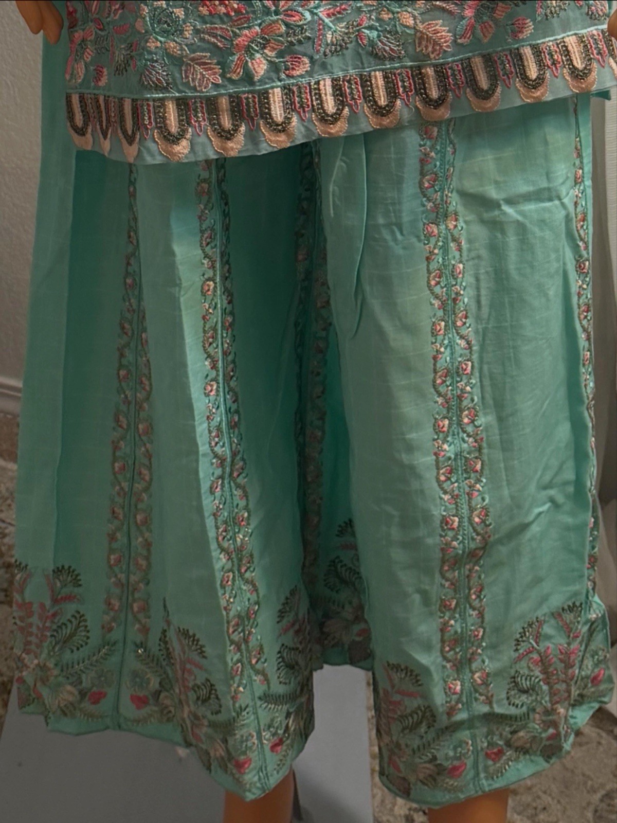 Mint elegance with delicate embroidery