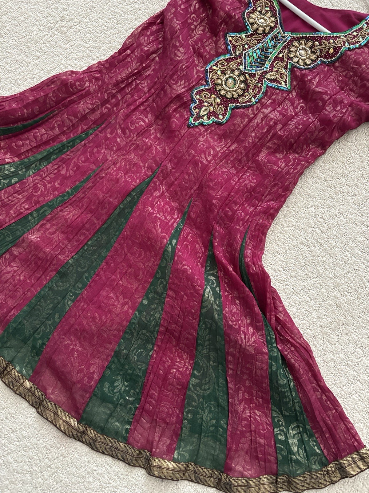Magenta And Green Multicolor Designer Anarkali Style Readymade Womens Kurta