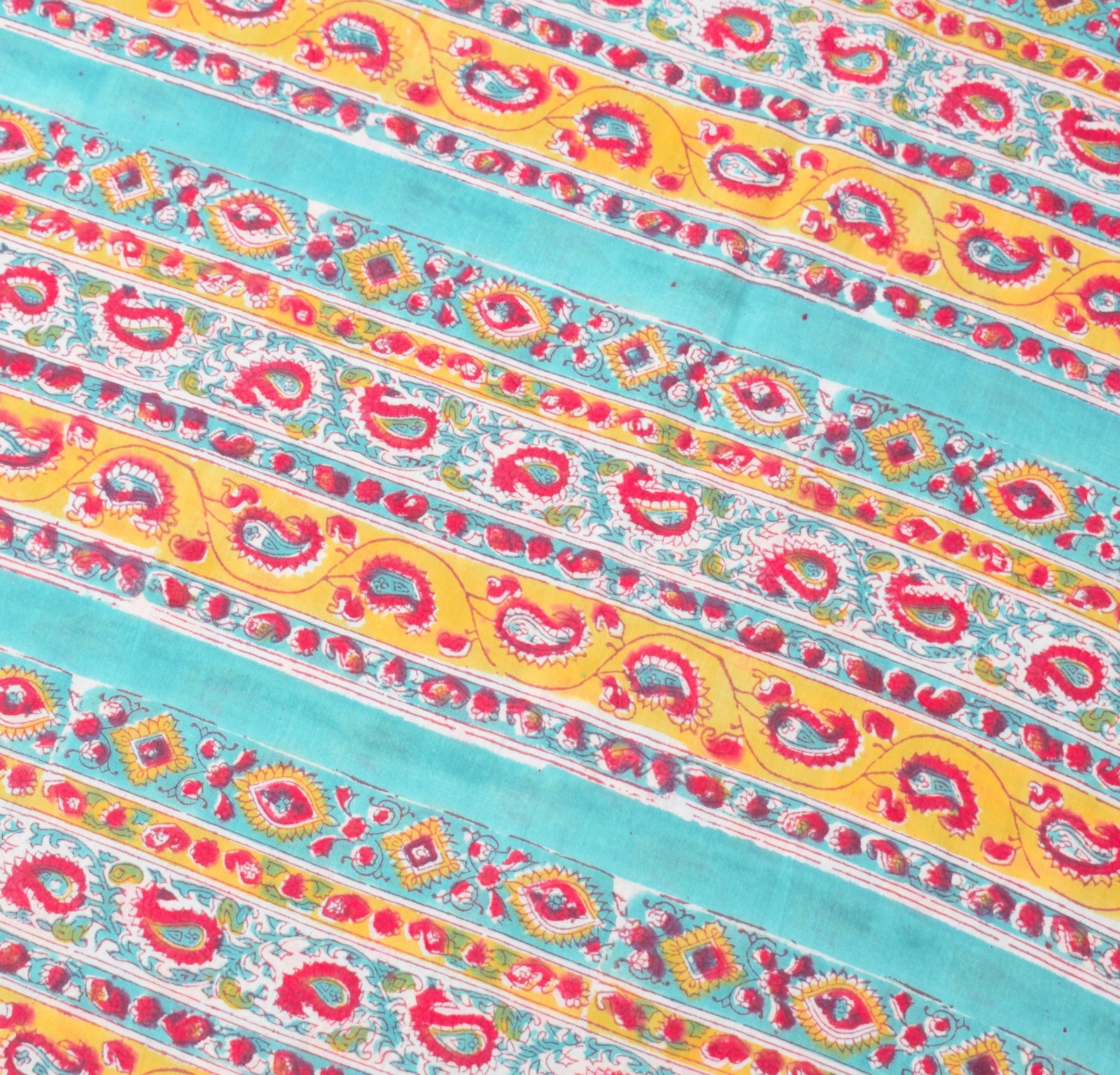 Sushila Vintage Hand Block Saree Pure Cotton Printed Aqua Blue Soft Craft Fabric