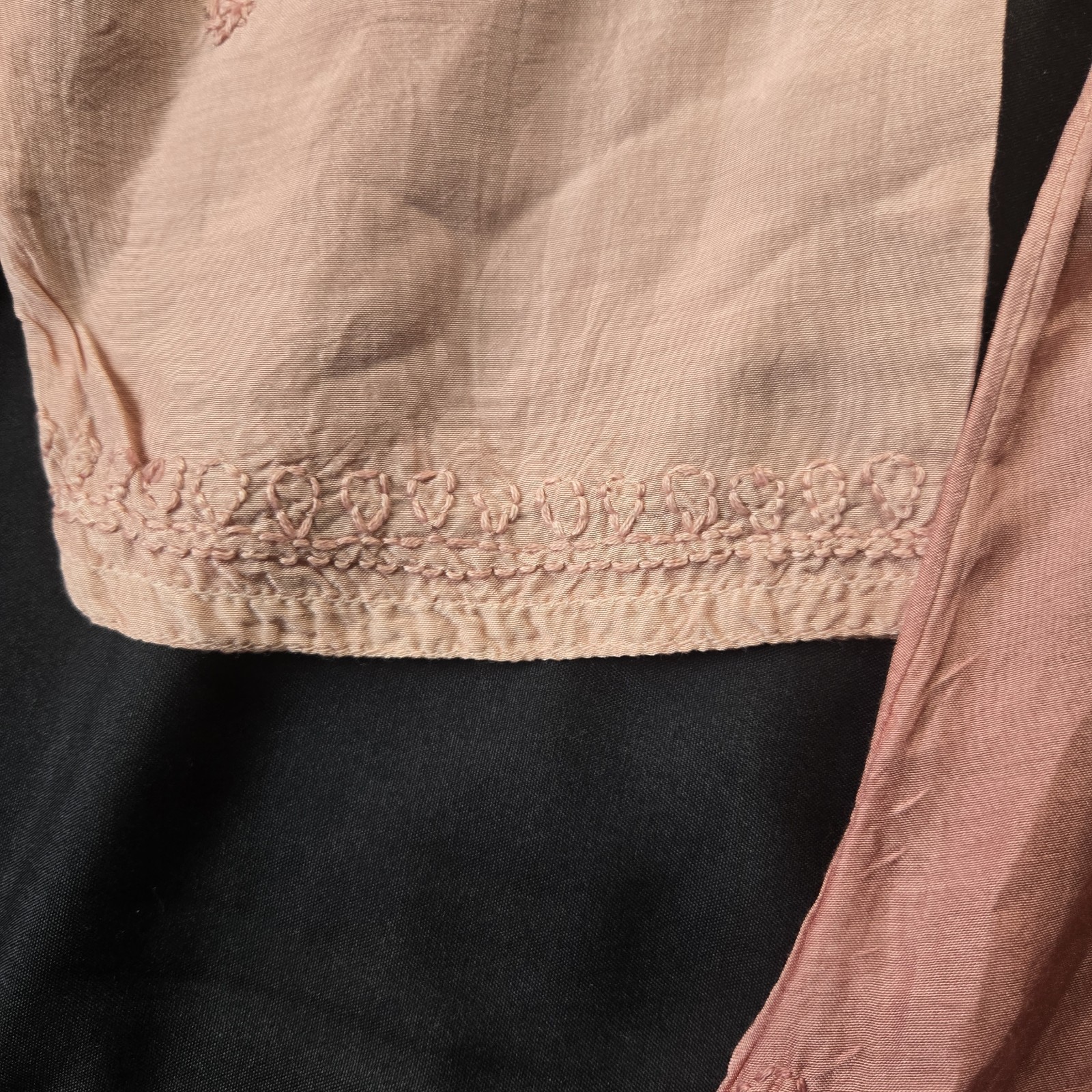Embroidered Chikankari Chanderi Short Kurti Large (44) Dusty Rose silky soft