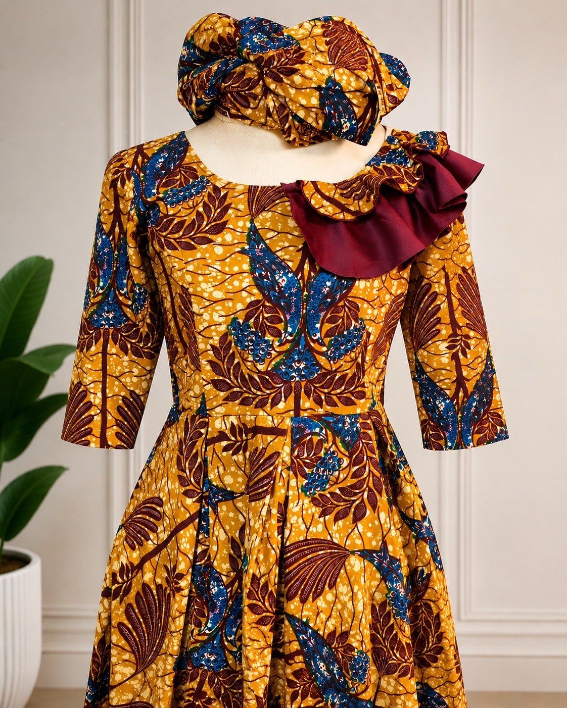AFRICAN/NIGERIAN WAX ANKARA TOP /wrappe& HEADTIE-Medium SizeETHNIC CLOTHING 3pcs