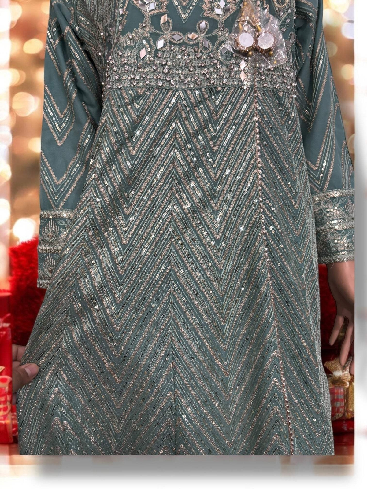 Traditional Designer Gown Set with Pant and Dupatta – Ethnic Wear for Women-08