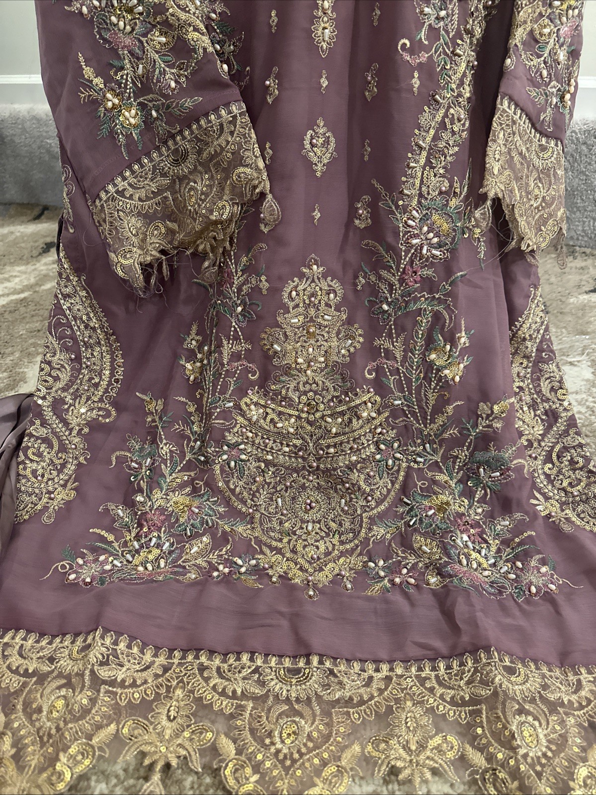 Pakistani Indian salwar kameez Embroidered Chiffon Long Duppatta Bust 36