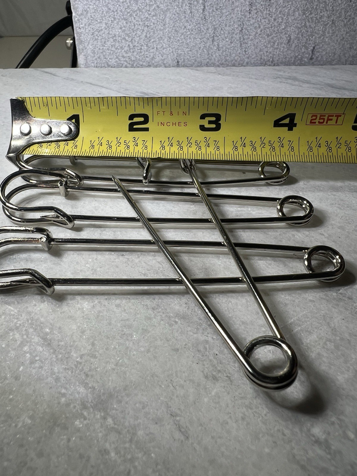Set of 4 VTG Silver Metal Kilt Pins 4 Inch Adult Safety Fasteners for Skirts
