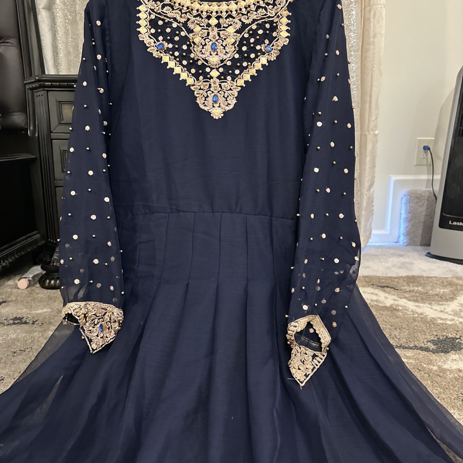 Pakistani Indian anarkali Embroidered Chiffon Long Duppatta Bust 42