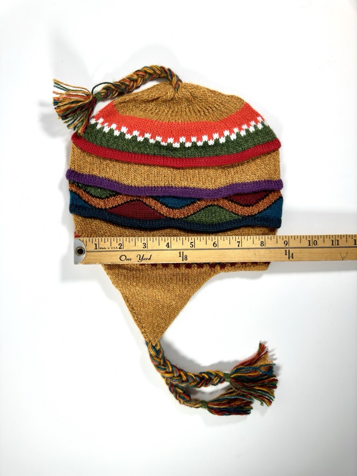 Peruvian Alpaca Chullo Hat Knitted Adean Earflap Beanie Handmade Chinchero Peru