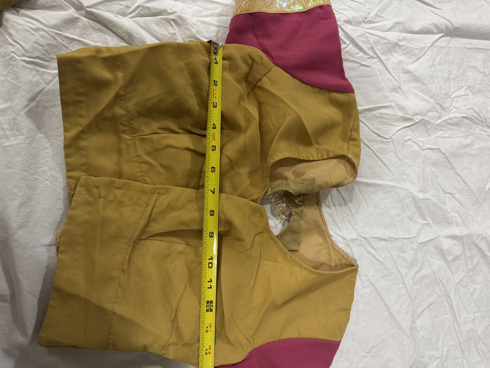 Indian/Pakistani Sari Set, Gold and Pink, Ethnic 44×208”