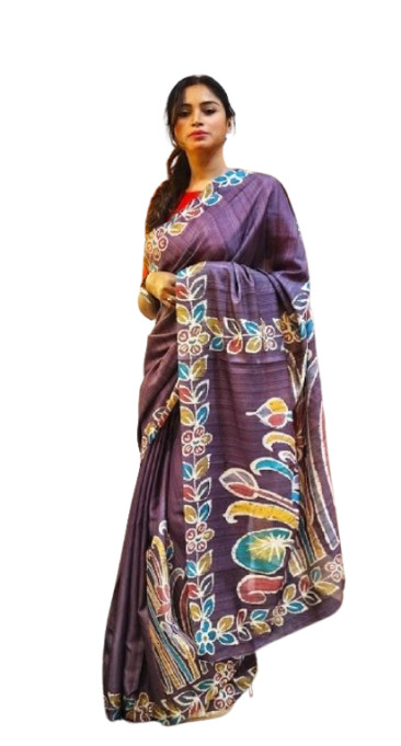 Vibrant Eyecatchy Ethnic Saree Batik Printed Soft Uppada Silk Party Wear Sari