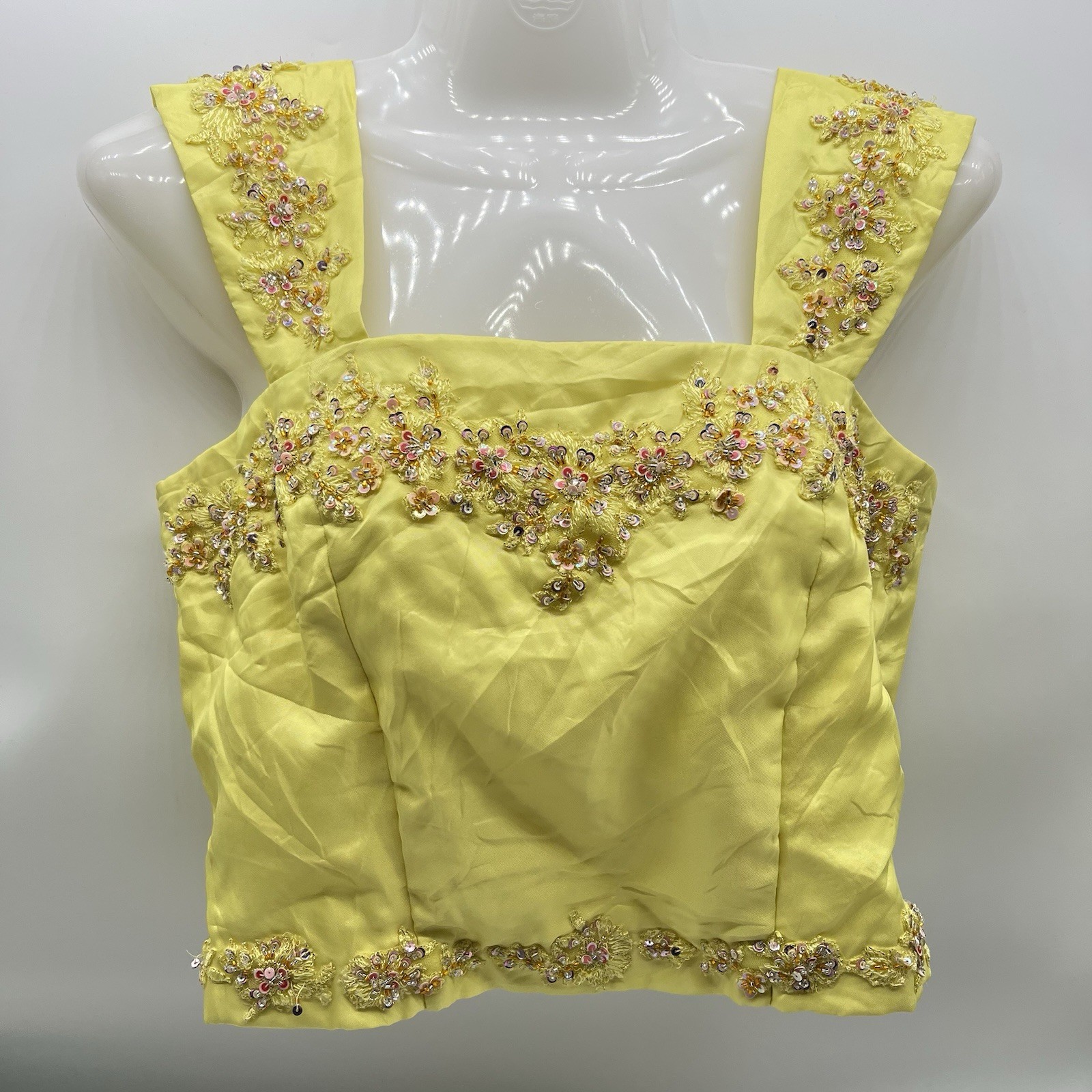 Indian Saree Women’s Blouse Crop Top Banglori Silk Beaded Sari Choli-Size Med