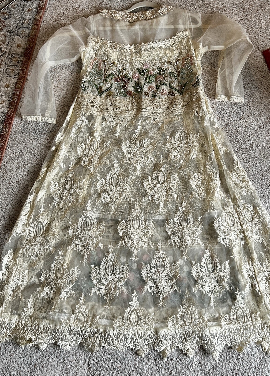 PANACHE By Mona Pakistani Luxury Embroidered Embellished Formal Dress ~ Large