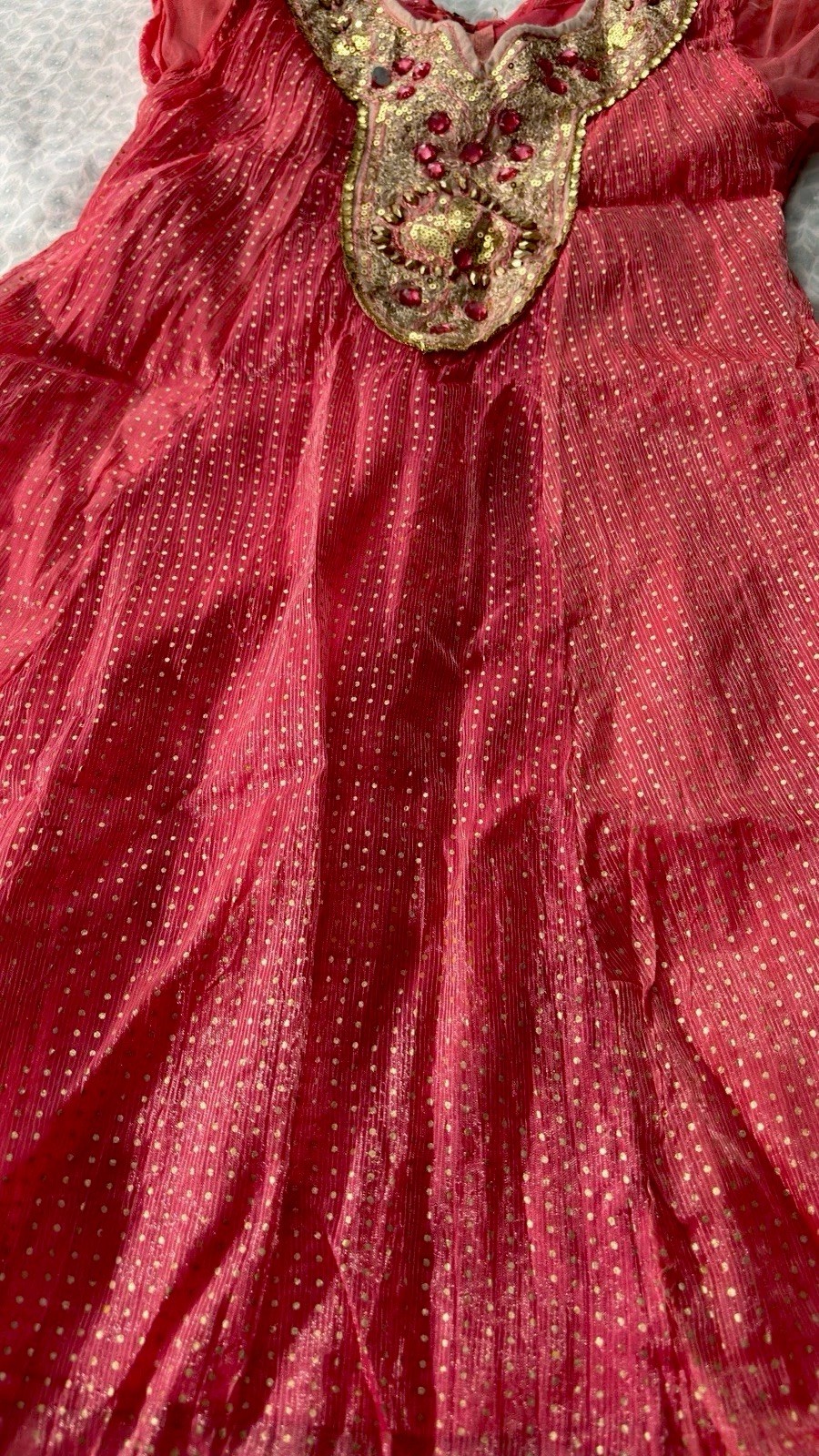 Original Brand Girls Pink Ethnic Kurti (S-32) Heavy Zari, Sequin & Stone Work