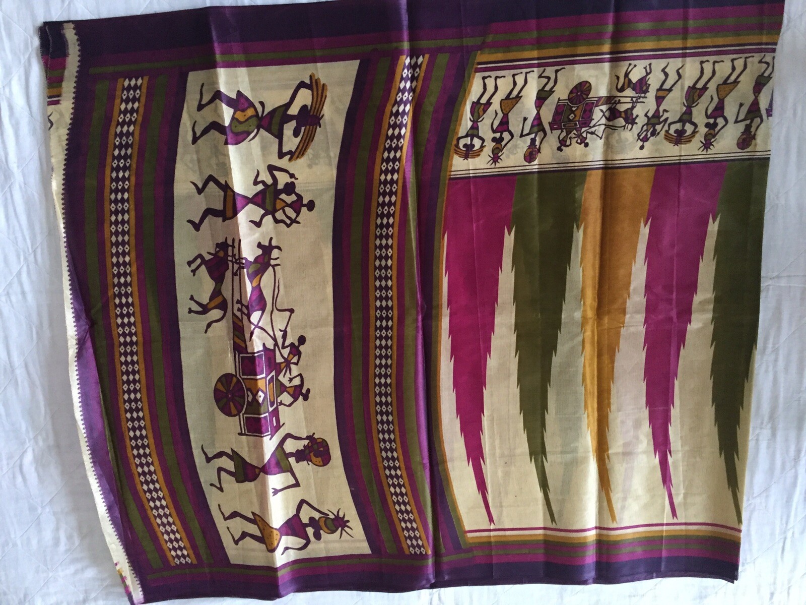 Printed Light Weight Bhagalpuri Art Silk Saree with stitched falls & blouse