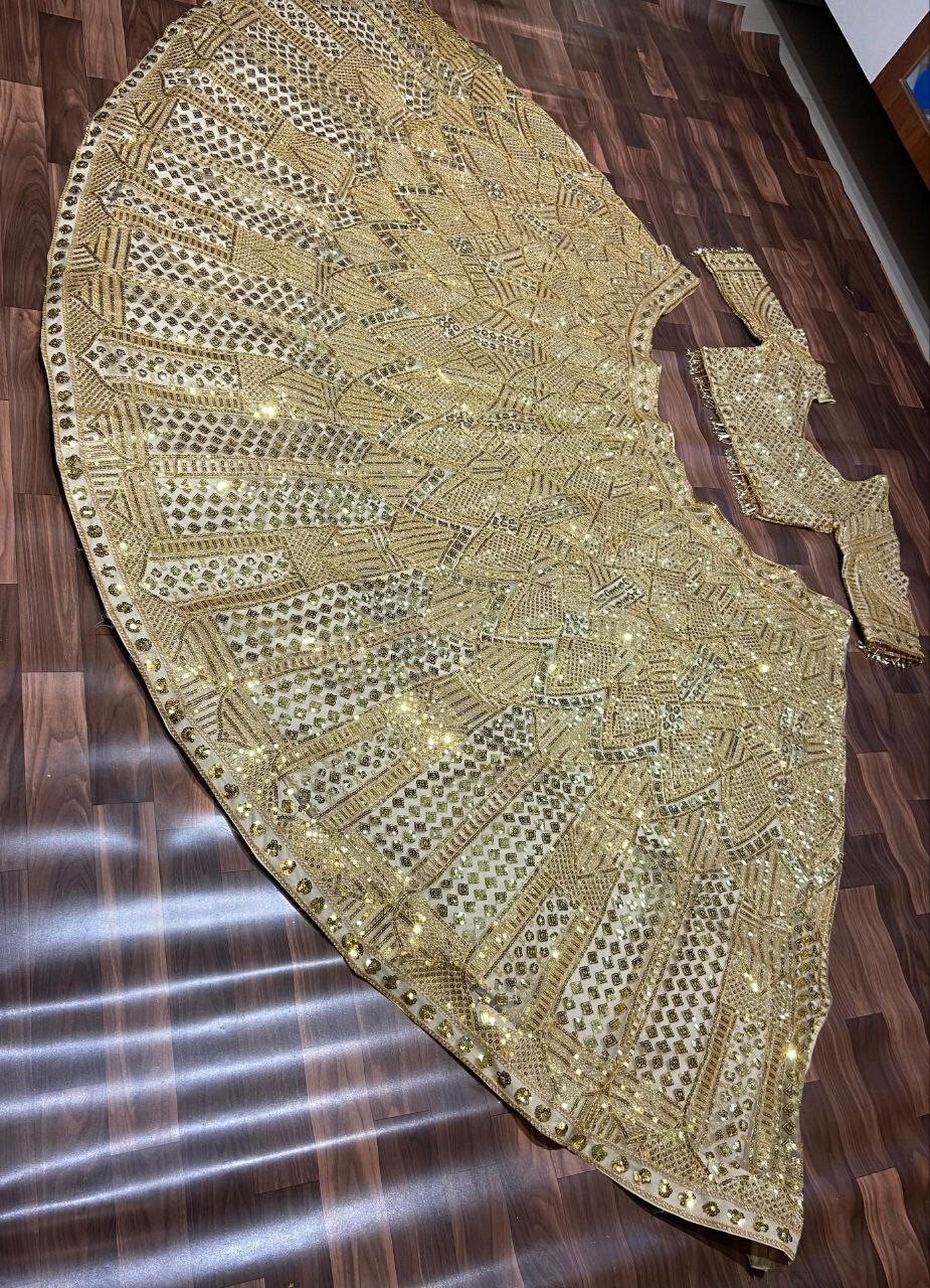 Function Wear Premium Soft Net Beige Lehenga Choli And Dupatta For Function Wear