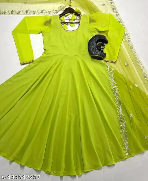 Bollywood Pakistani Anarkali Kurta Frock Suit with Dupatta Designer Women Kurti