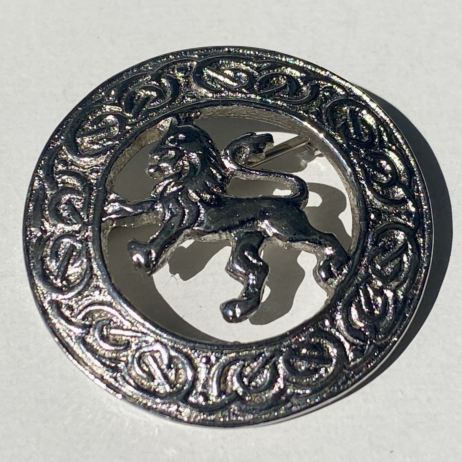 Celtic Knots with Lion Rampant Signed CJ Scotland Carrick Jewelry Brooch Pin
